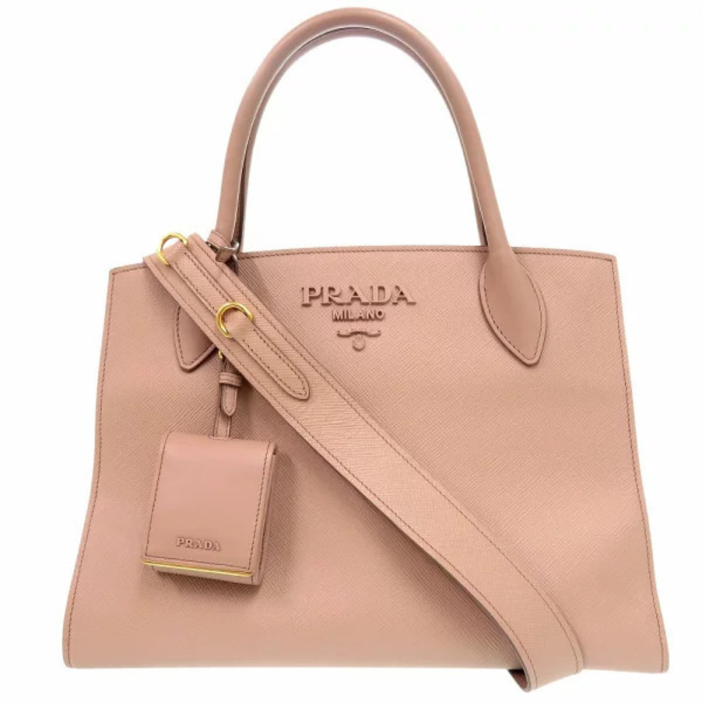 Prada Monochrome Saffiano Leather Pink Beige Cream Handbag